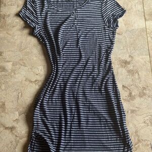 Wet Seal Navy and White Striped T-Shirt dress